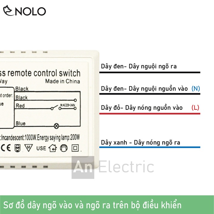 Công Tắc RF 1 Kênh Remote Điều Khiển Từ Xa 30m Tải Tối Đa 1000W Dùng Điều Khiển Máy Bơm Đèn Hệ Thống Tưới Tiêu