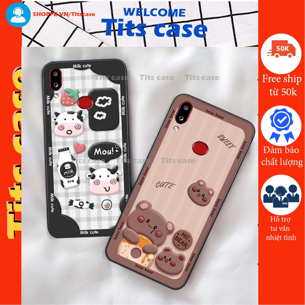 Ốp lưng Samsung Galaxy A10S in hình bò sữa, gấu be@r, cute cực  ĐỈNH -  cực CHẤT-  cực COOL
