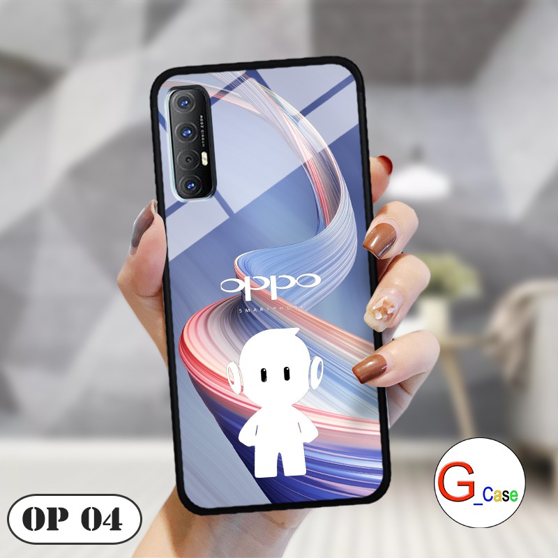 Ốp lưng Oppo Reno 3 Pro-lưng kính in logo hãng điện thoại