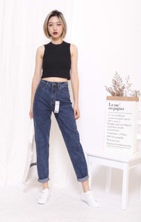 # Quần jeans ống thụng cạp cao