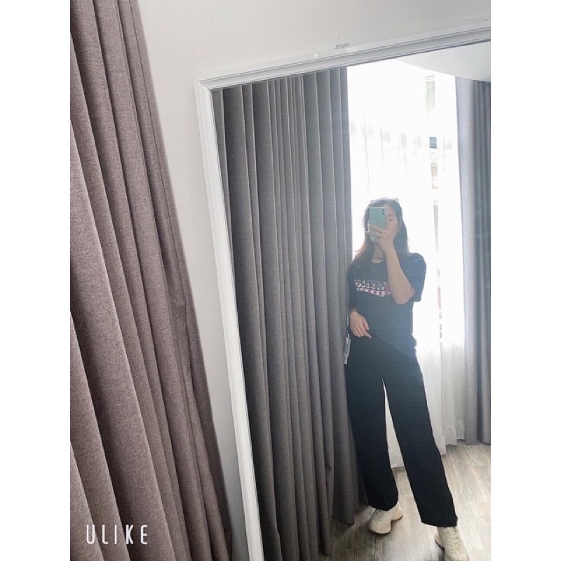 Quần ống rộng lưng cao màu trơn phong cách Hàn Quốc cho nữ