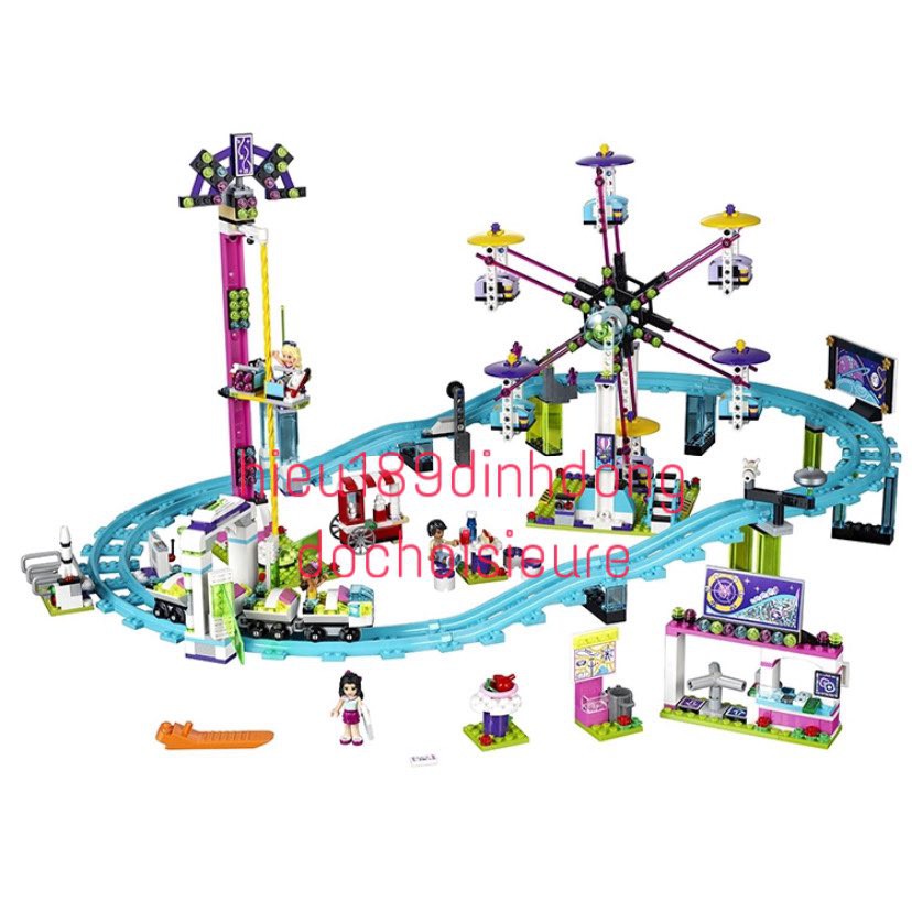 Lắp ráp xếp hình NOT Lego Friends 41130 Lepin 01008 , Bela 10563 : khu vui chơi Tàu Lượn Đu Quay Tròn Đứng Đu Quay Thả