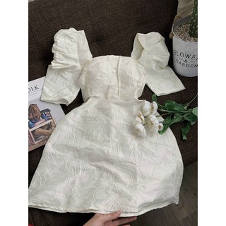 Đầm Cổ Vuông Tay Bồng (Hình Ảnh Thật)