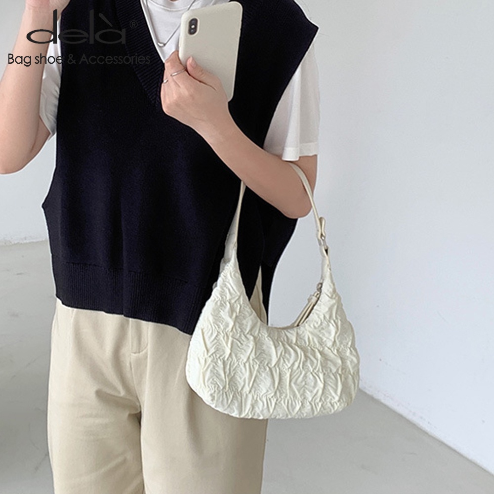 Dela Túi đeo dưới cánh tay Xếp Ly Màu Kem Ngọt Ngào Thời Trang Mới Cho Bé Gái