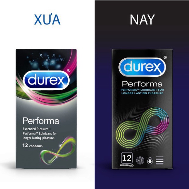 [Che Tên SP] Bao cao su Durex Perfoma Hộp 12 bao - chữa xuất tinh sớm, kéo dài thời gian