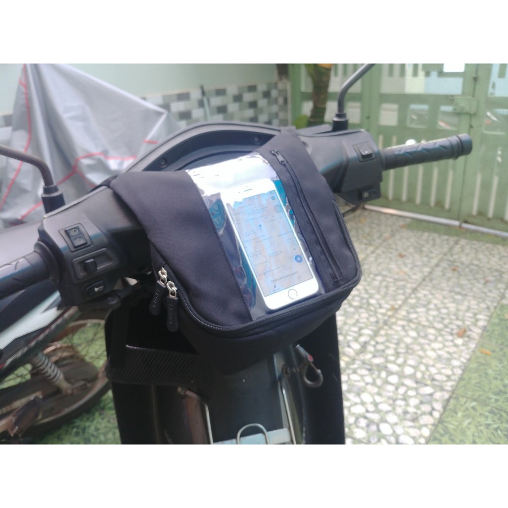 MỚI - Túi Treo Đầu Ghi Đông Xe Máy Chiều Dọc Xem Google Map, Chứa Đồ, Chạy Grab
