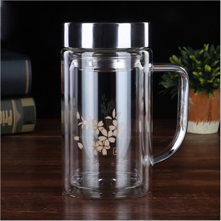 Cốc thủy tinh 2 lớp giữ nhiệt 360ml-có khay lọc
