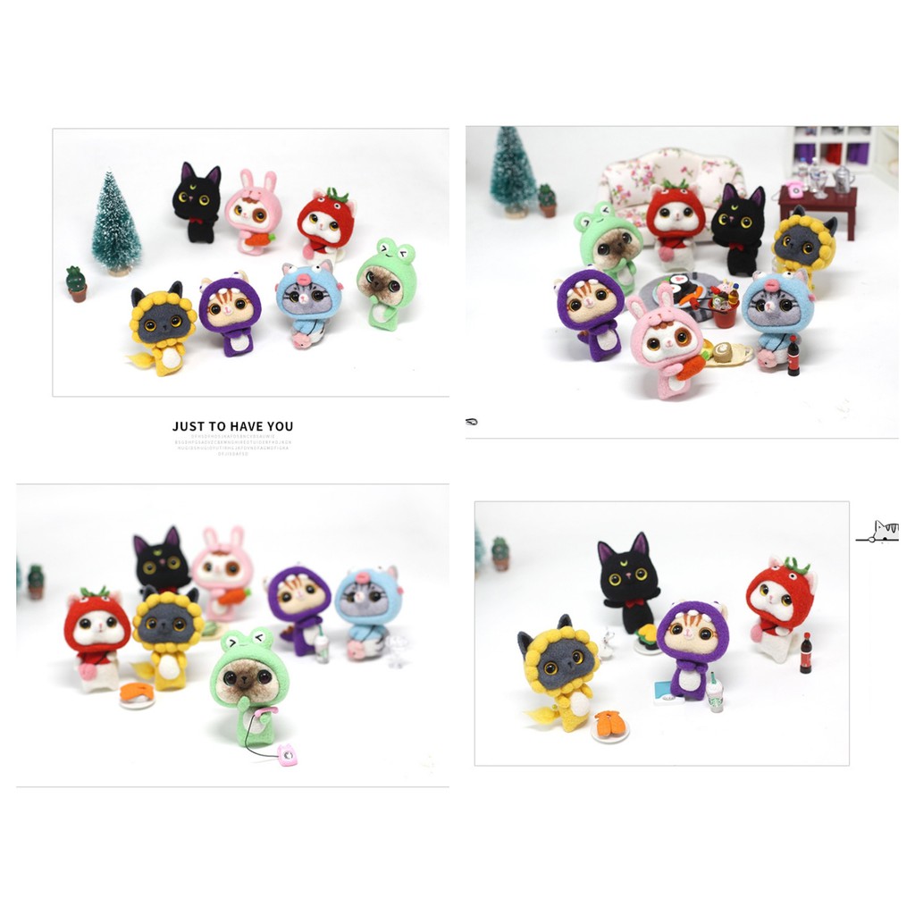 [Mới 2021] Bộ len chọc Mèo Mộng Mơ có hướng dẫn, needle felting cat, quà tặng handmade ý nghĩa