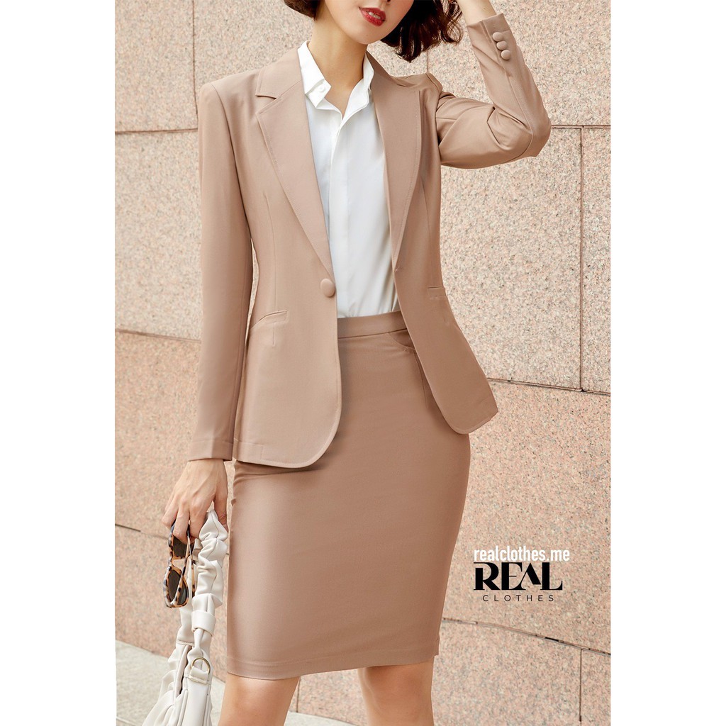 Blazer dài tay dài cafe sữa_REAL