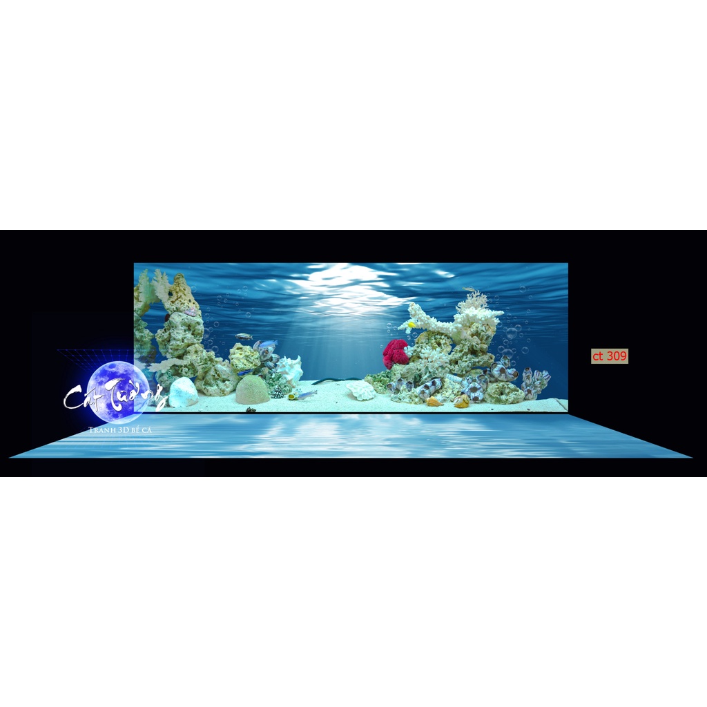 Tranh 3d. tranh dán bể cá thủy sinh, bể cá rồng