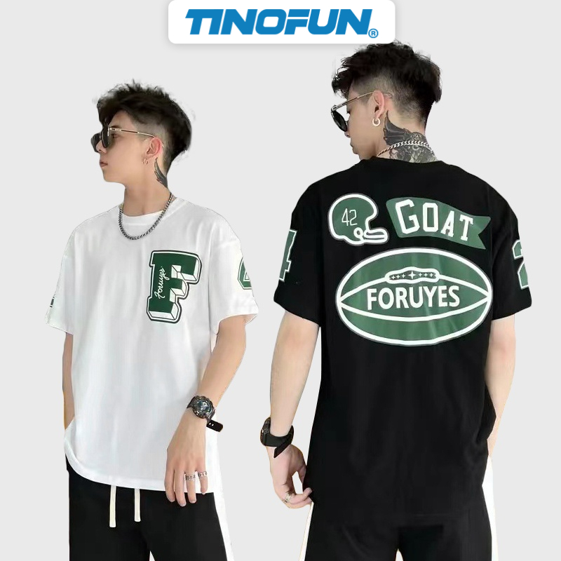 Áo thun nam TINOFUN áo thun unisex oversize MK O tay lỡ cotton 2 màu đẹp cao cấp