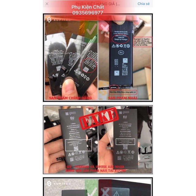 Pin 8 Plus/X/XS/XSM max Eutev chính hãng - nói không với hàng trôi nỗi...