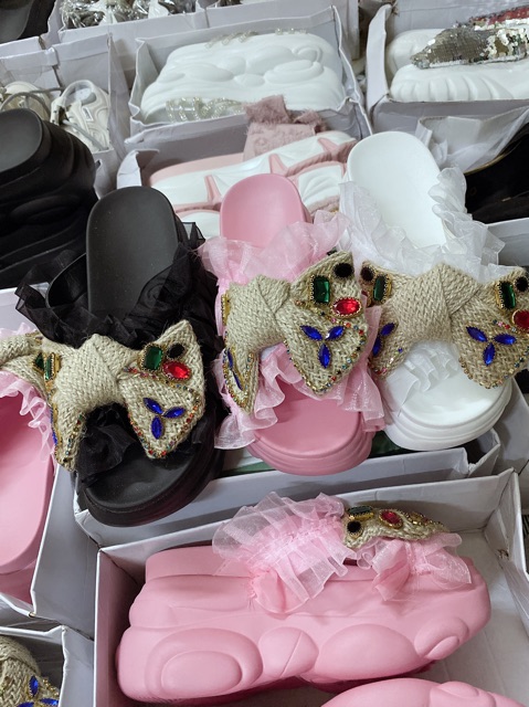 Dép bánh bánh mì đế gấu cao 8cm