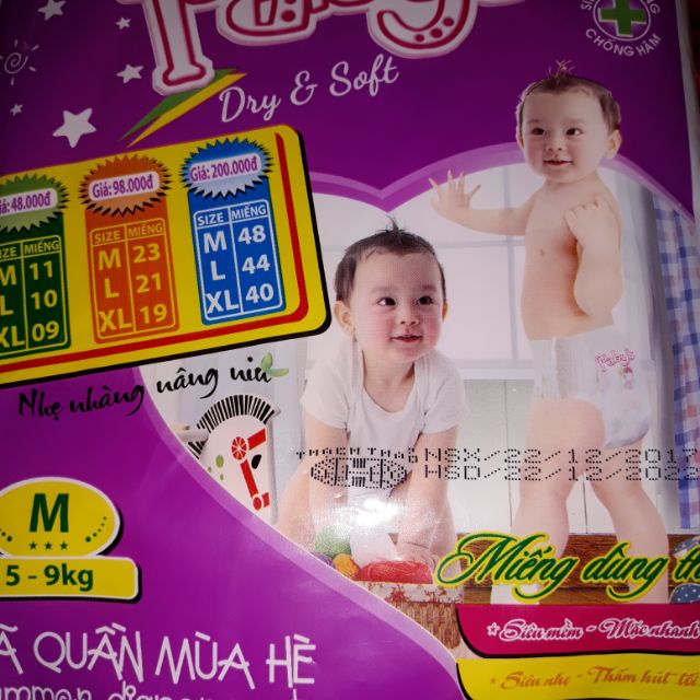 Giảm giá  8 gói 104 miếng bỉm quần thạch thảo paby's Size:M + kM