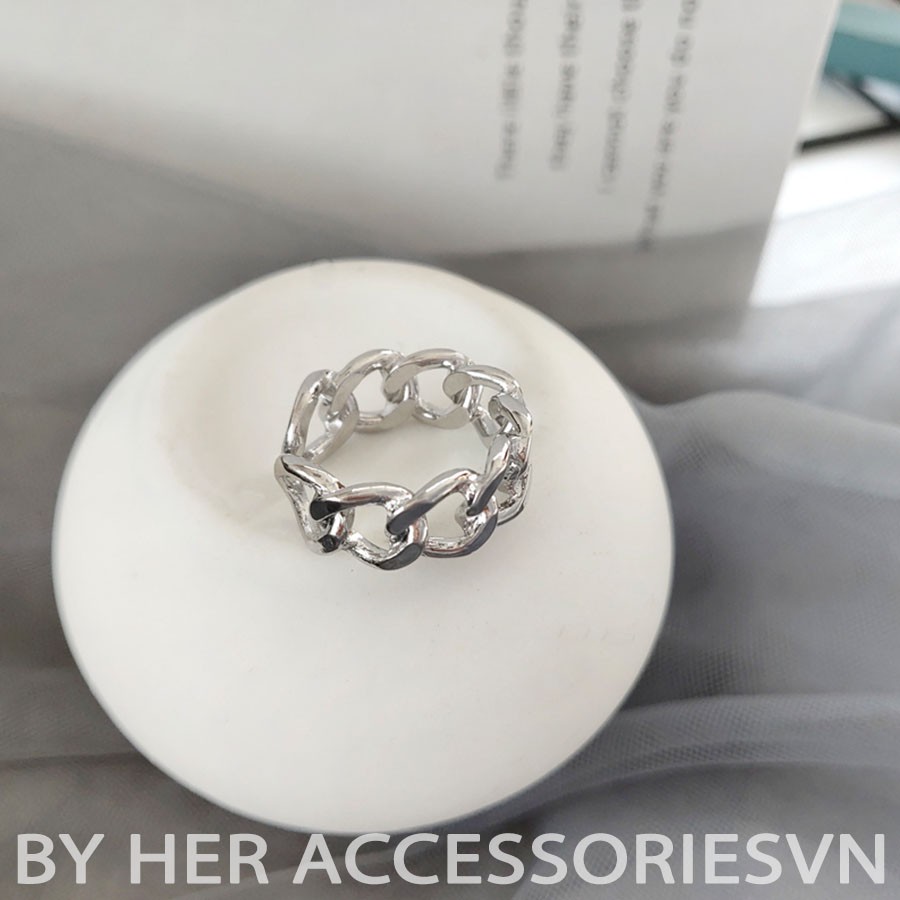 Nhẫn nữ dáng xích có thể điều chỉnh, mạ bạc 925 sáng đẹp | HER.ACC | N3