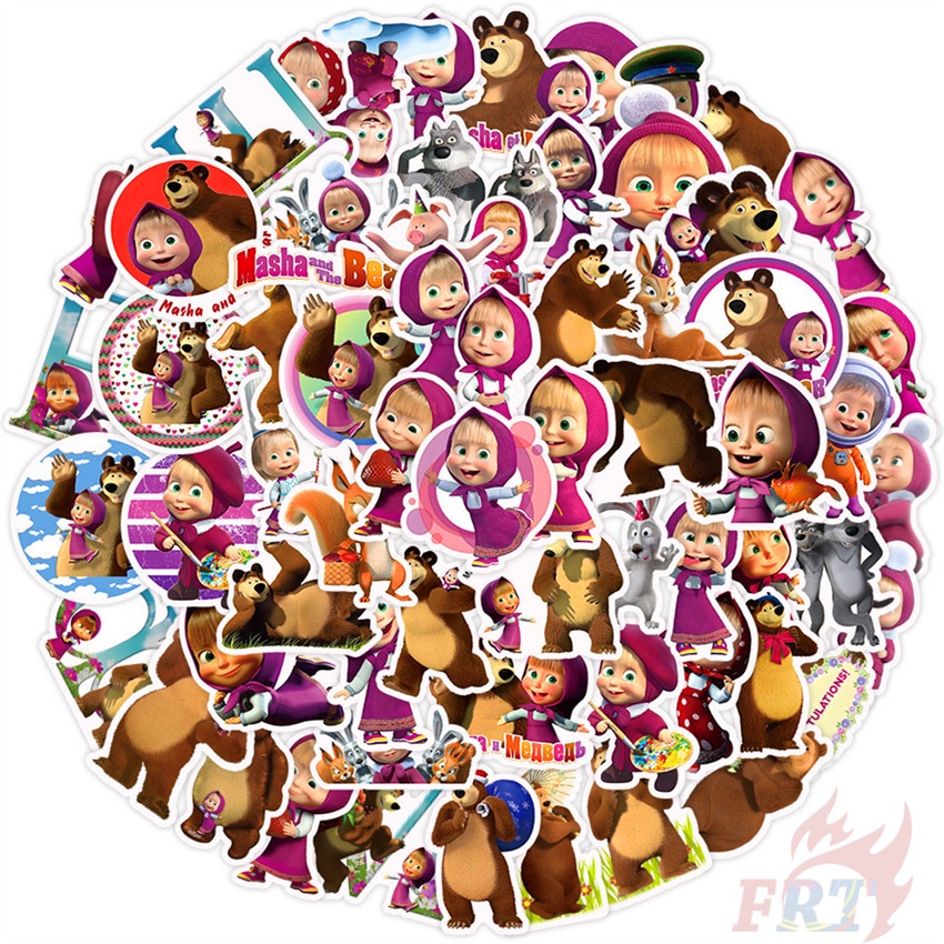 ❉ Hình Dán Dòng Masha and the Bear Series 02 ❉ Bộ 50 Sticker Chống Thấm Nước Họa Tiết Doodle Hợp Thời Trang