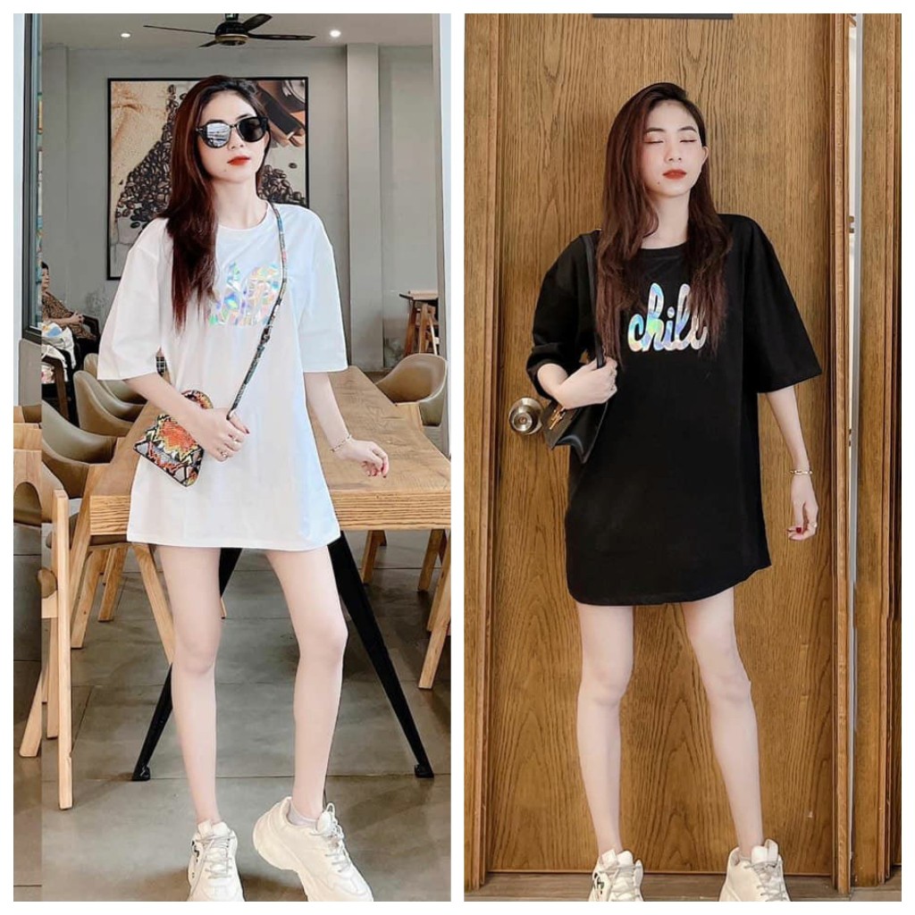 Áo thun nữ tay lỡ Chill, áo phông from rộng đẹp dấu quần - VIETCEN