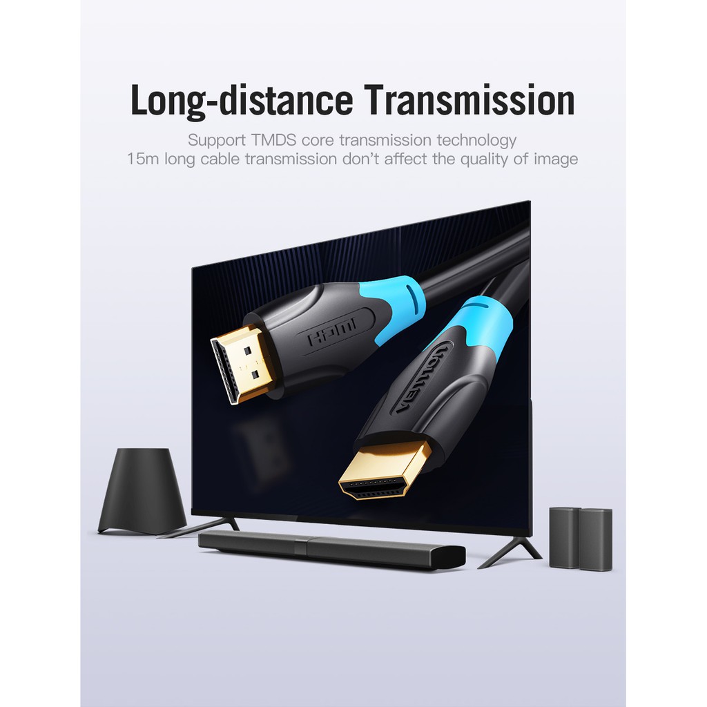 Cáp HDMI 2.0 Vention Mạ vàng - Hỗ trợ 4K/60Hz, 18Gbps - Dây cáp HDMI dài 1m 1.5m 2m 3m 5m 8m 10m