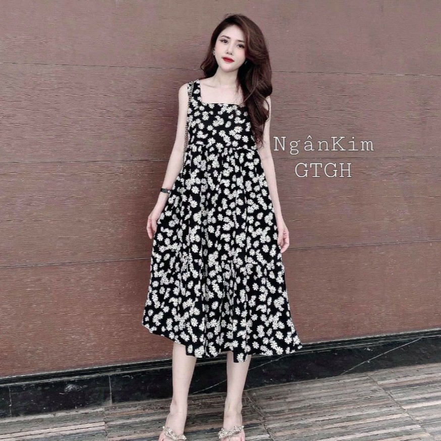 váy 2 dây cúc họa mi vintage dáng xòe nhẹ nhàng | BigBuy360 - bigbuy360.vn