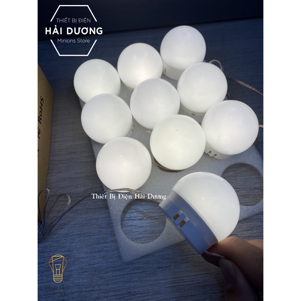 Set 10 bóng đèn LED chiếu sáng gương trang điểm BL-031 - Dán gương tiện lợi - 5 chế độ sáng - Tăng giảm ánh sáng