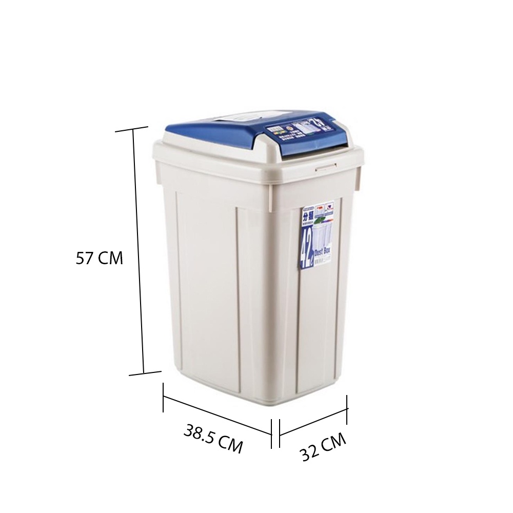 HomeBase KEYWAY Thùng rác bằng nhựa hình vuông CL42 42L Thái Lan W38,6xH57xD32cm màu xám