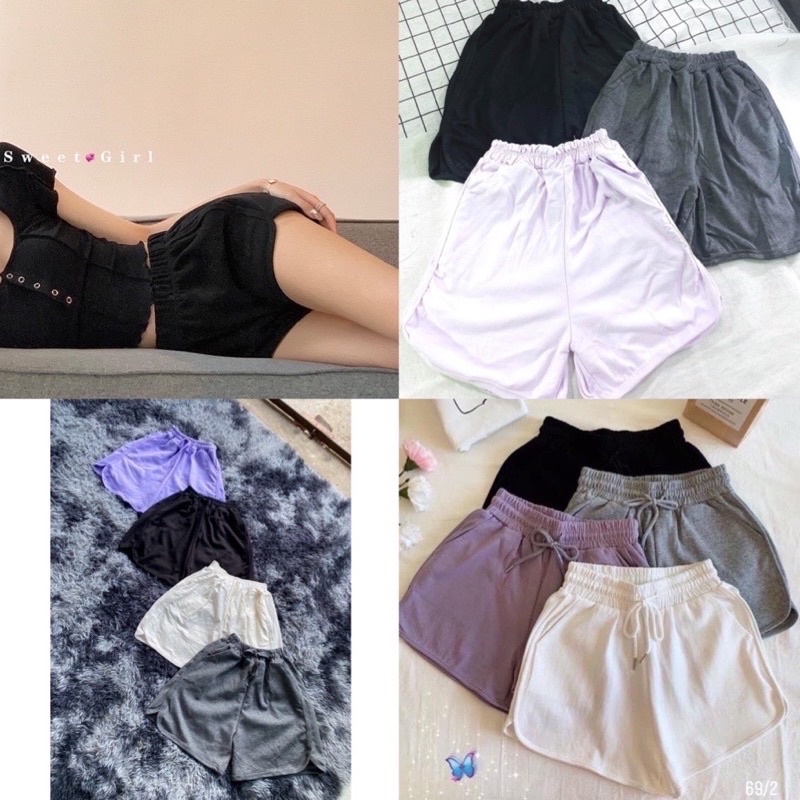 Quần Đùi Nữ Quần Đùi Thể Thao Nữ 4 Màu Unisex Short Thun Ngắn Dáng Rộng Cạp Chun, Sooc Mặc Nhà Phong Cách Hàn Quốc