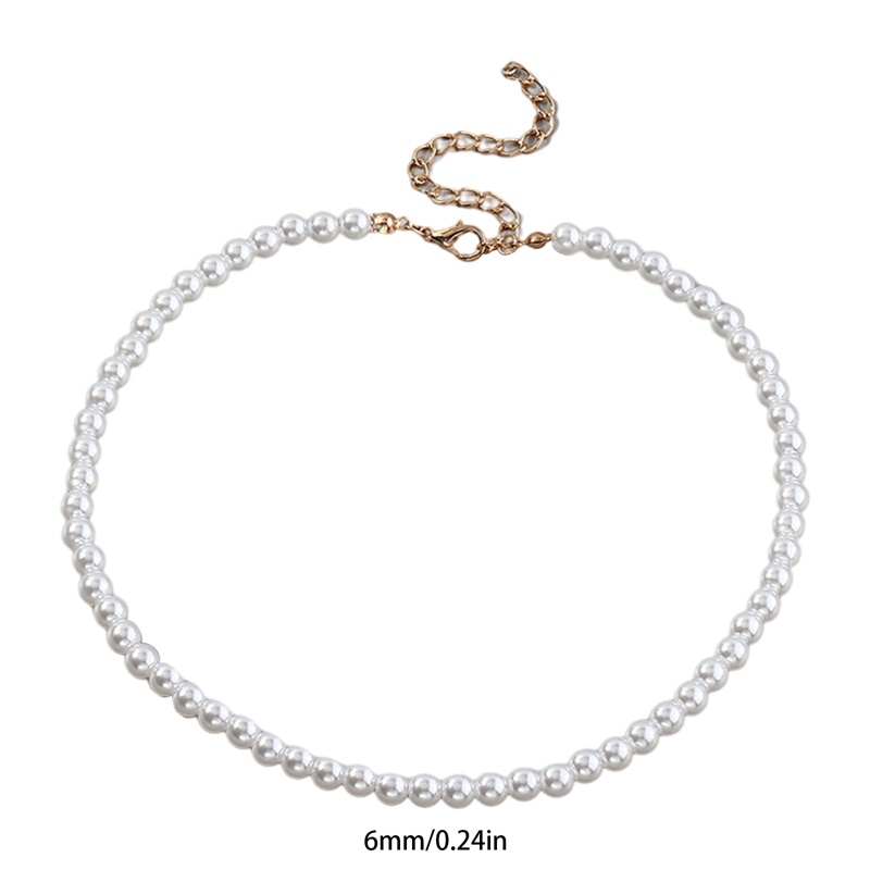 Dây Chuyền Mặt Kính Đính Ngọc Trai Giả 6MM/8mm/10MM