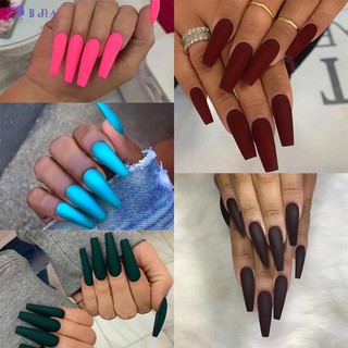Set 24 móng giả dài màu trơn Nail Box
