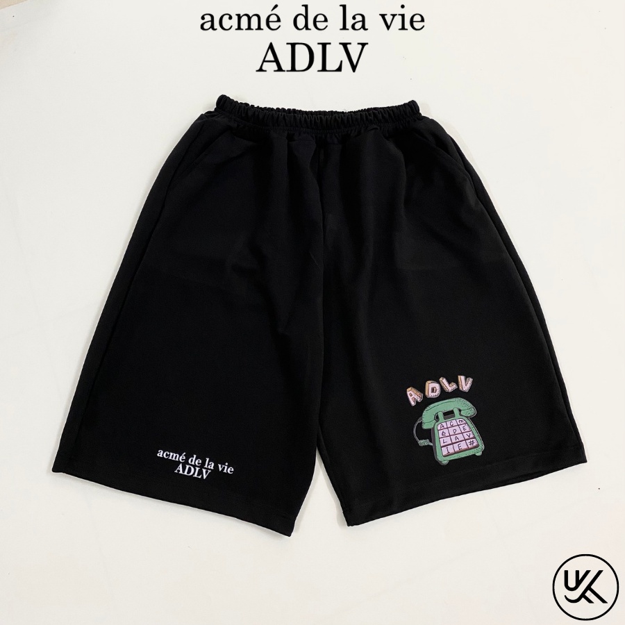 QUẦN Short đen ADLV Nam Nữ, Quần đùi thun Unisex, cộc ngắn form rộng thể thao chất vải Poly 2 da. KKIMSHOP