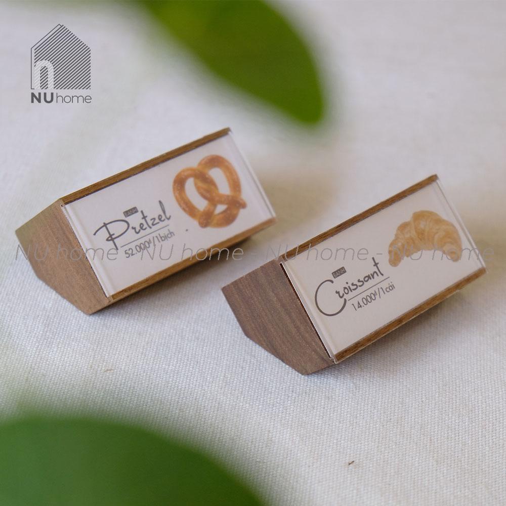 Đế gỗ gắn giá sản phẩm - Mato | nuhome.vn | gỗ gắn thông tin và giá sản phẩm đẹp mắt bằng chất liệu gỗ tự nhiên cao cấp