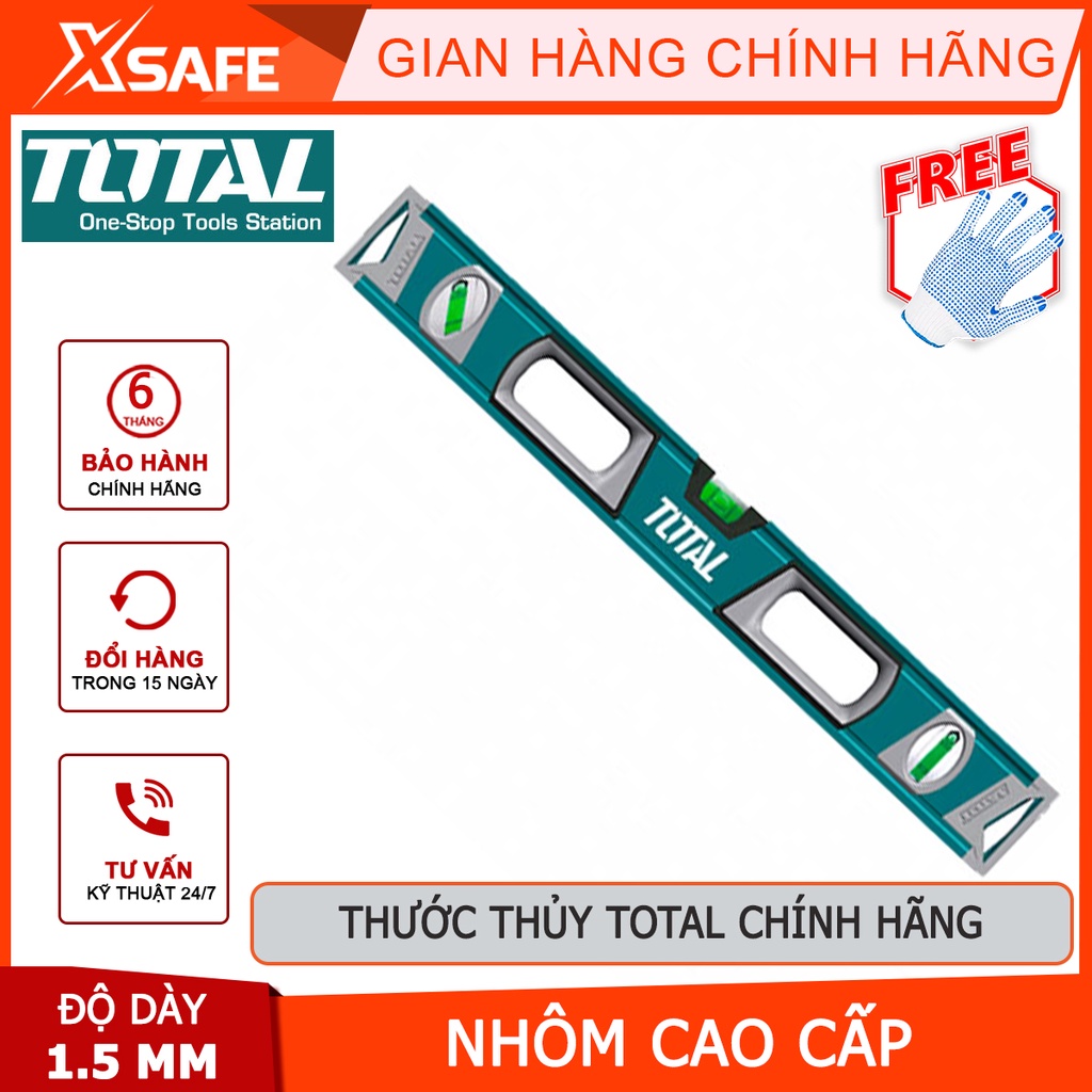 Thước thủy TOTAL Thước nivo chiều dài 80-180cm, độ dày 1.5mm dùng đo góc nghiêng, độ nghiêng, độ dốc - Chính hãng