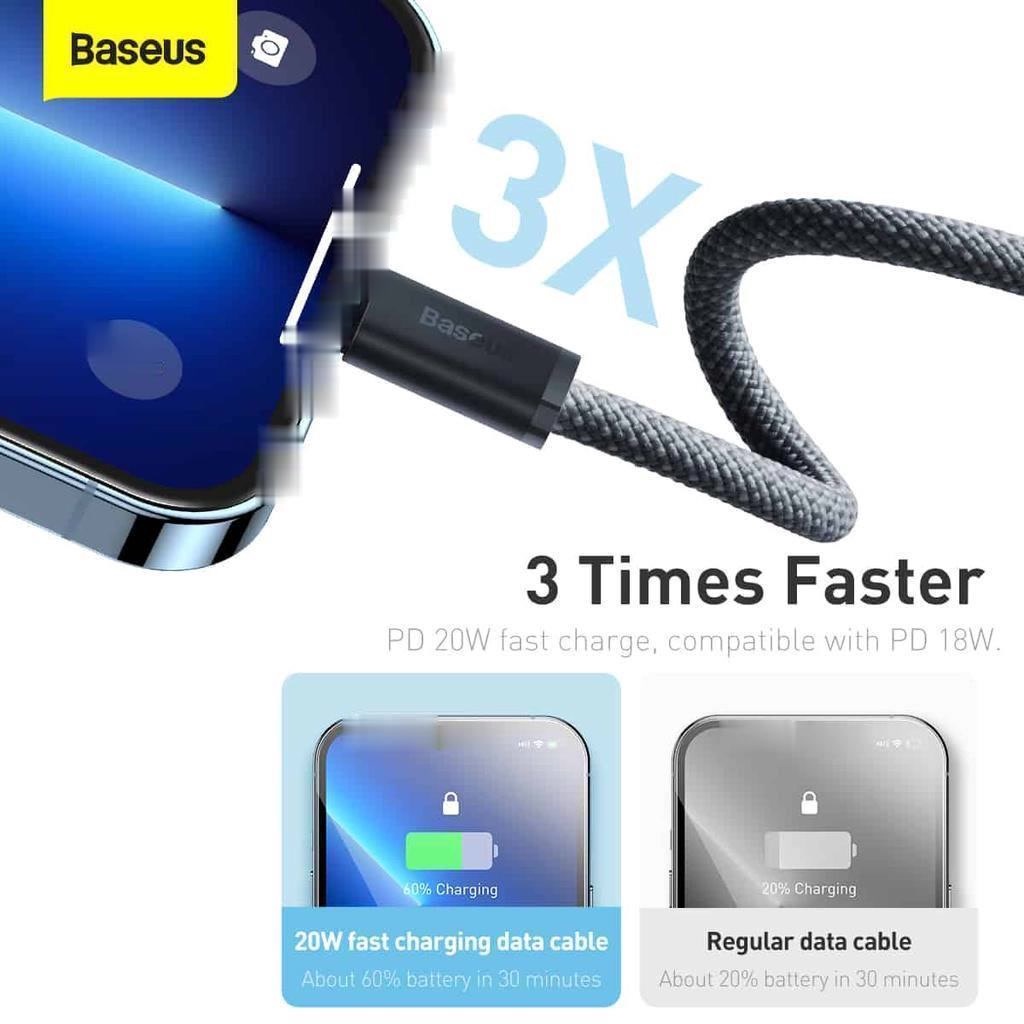Dây sạc nhanh C to L 20w Baseus bọc dù cao cấp - Cáp DNA2 dài 2m 1m 0.25m dùng cho Điện thoại ..