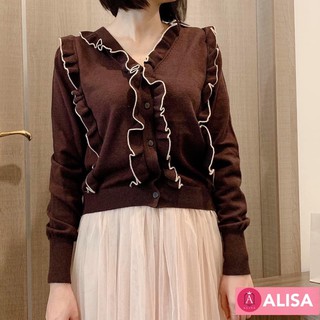 (SALE) Áo len nâu bèo dọc thân - ALISA