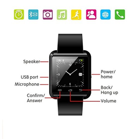 Đồng hồ thông minh Smart Watch U8 (đen) giá rẻ kết nối nối thông minh với điện thoại