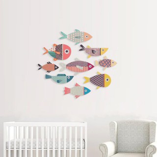 BỘ CÁ DECOR CAO CẤP - 9 EM CÁ DÁN TƯỜNG SIÊU ĐÁNG YÊU