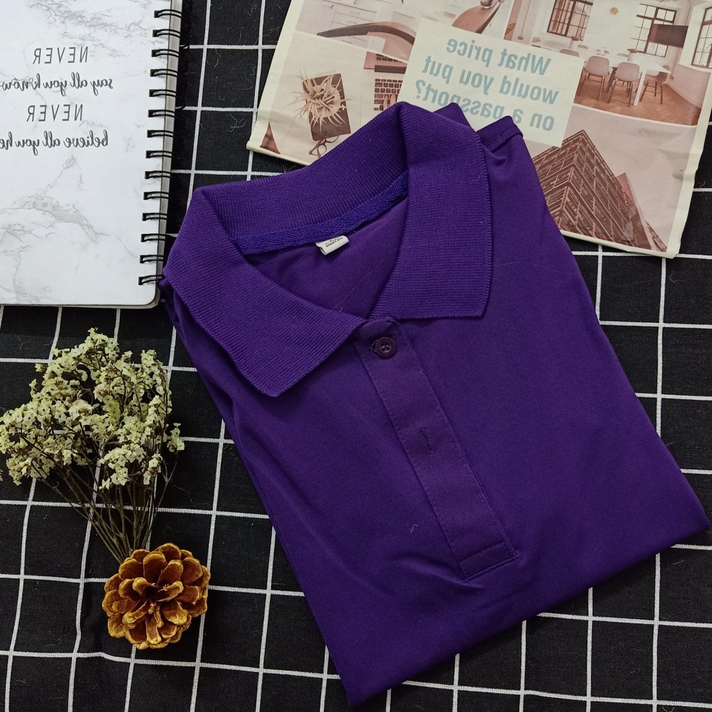 Áo phông Trơn Nam Nữ - Áo thun POLO màu TÍM HUẾ ngắn tay có cổ, Vải LACOSTE Cá sấu 4 chiều CAO CẤP, IN ẤN theo yêu cầu | BigBuy360 - bigbuy360.vn