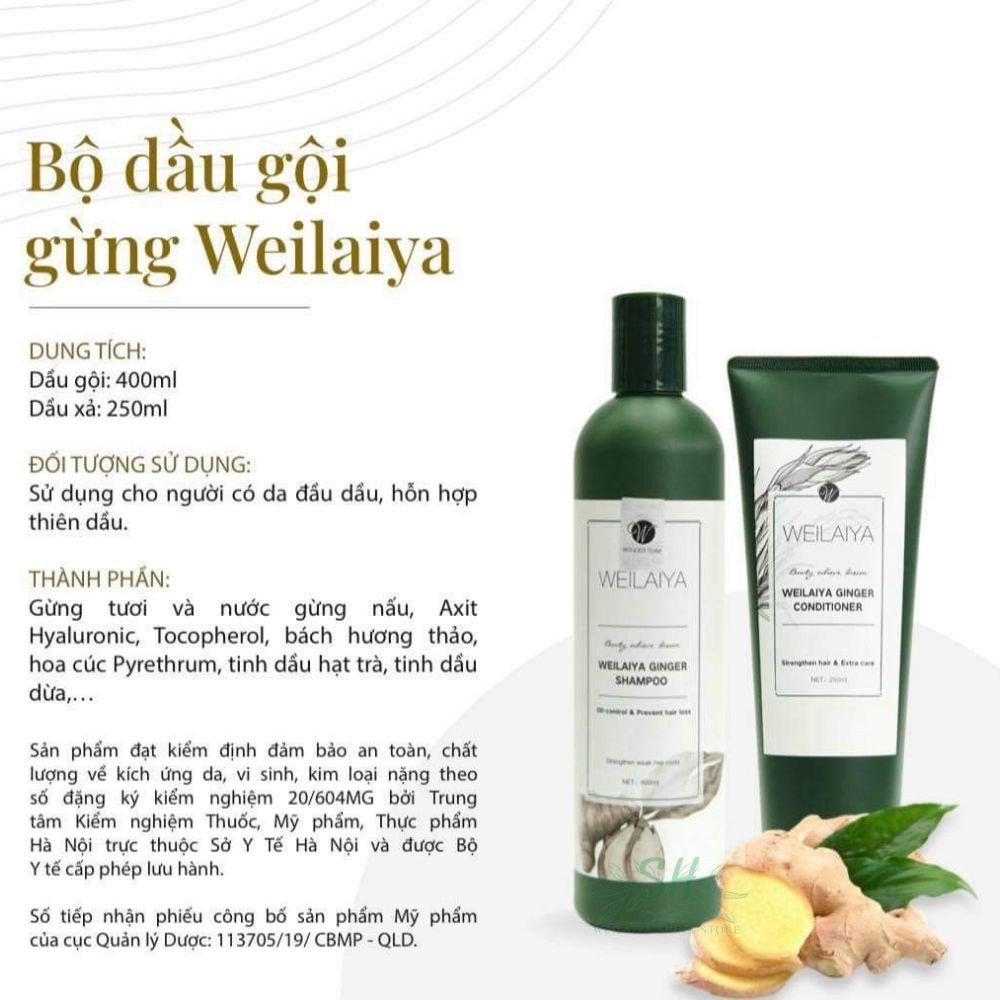 Bộ Dầu Gội Weilaiya Chính Hãng Tinh Chất Gừng Hỗ Trợ Mọc Tóc Ngăn Rụng Tóc - Cho Da Đầu Dầu