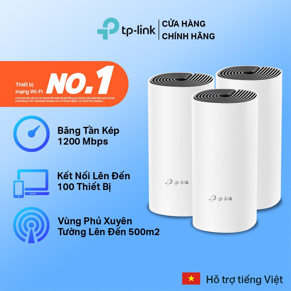 Bộ phát wifi Mesh AC1200 Deco M4 (3 pack) cho gia đình . Chính hãng, BH 24 tháng