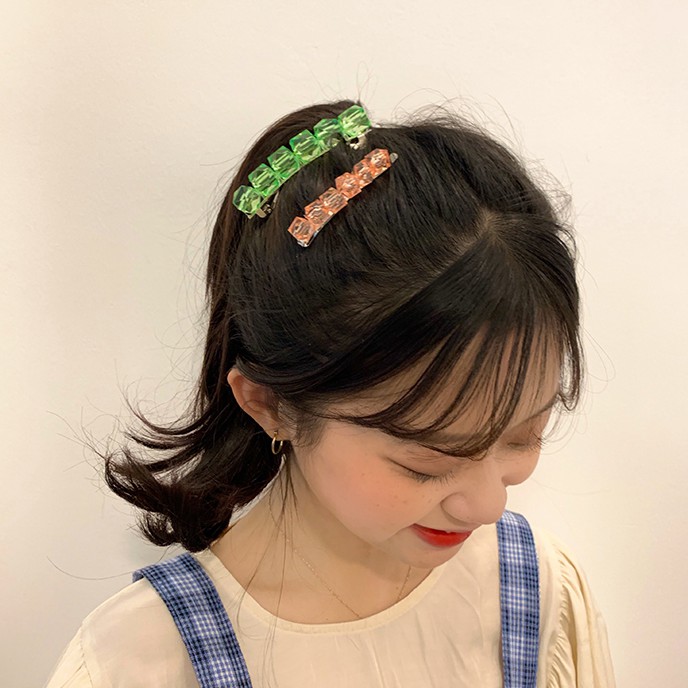 Kẹp Tóc Xước và Kẹp Tóc Bấm Đính Hạt Màu Rực Rỡ Hot Trend Mùa Hè