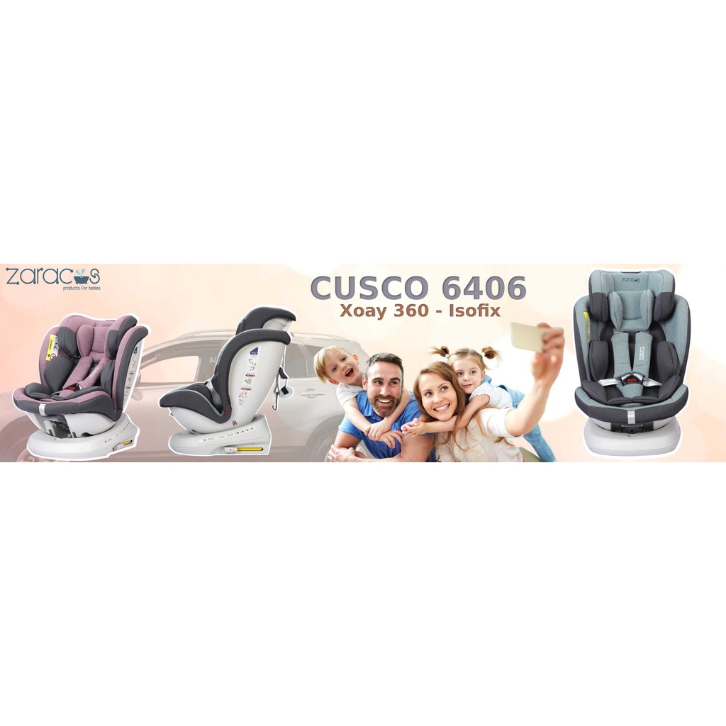 Ghế ngồi ô tô cho bé 0-12 tuổi, xoay 360 có isofix - ZARACOS CUSCO 6406 GREY
