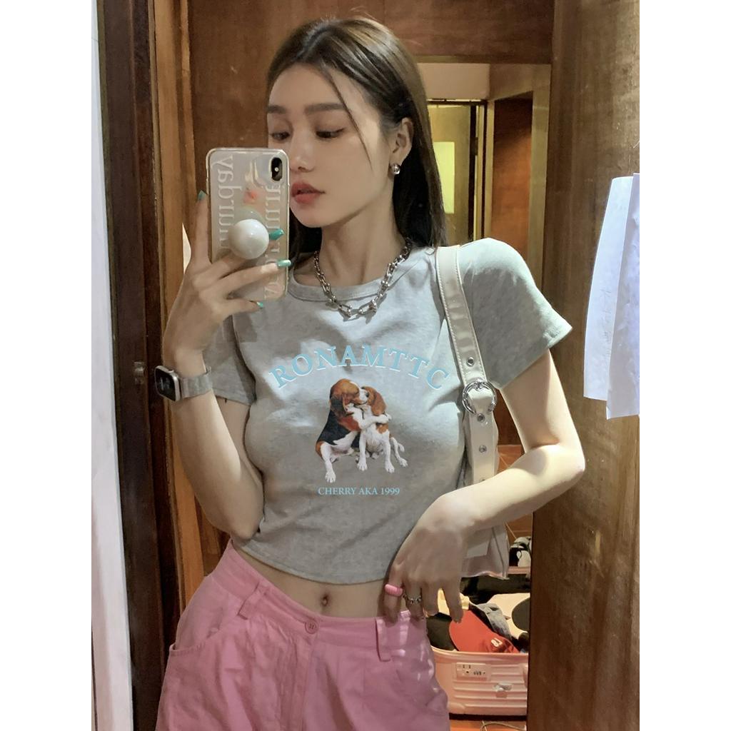 Áo Thun Cộc Tay Cổ Tròn In Hình Con Chó 62653