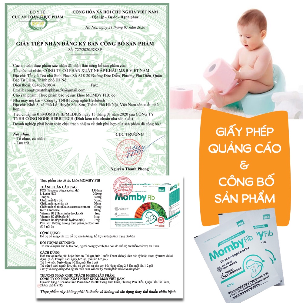 Cốm vi sinh Momby Fib bảo vệ đường ruột mẹ và bé, loại bỏ táo bón, bổ sung chất xơ và dinh dưỡng cho bé, men vi sinh