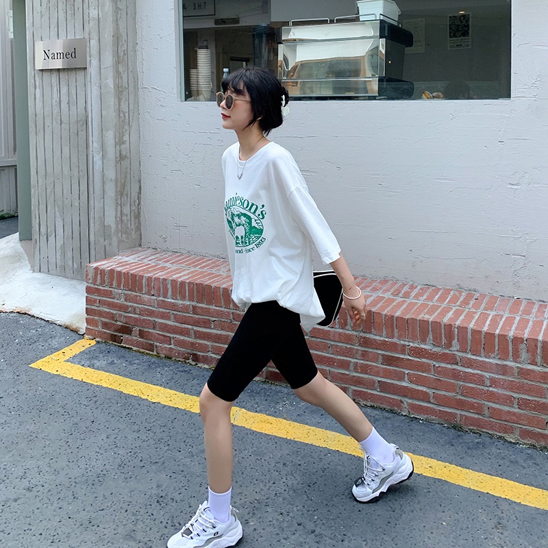 Quần Short Ôm Eo Cao Màu Đen Thời Trang Mùa Hè Cho Nữ Tập yoga