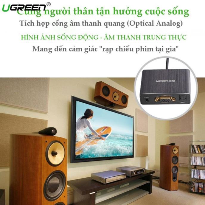 Cáp chuyển đổi HDMI to VGA + Audio và 1 cổng quang SPDIF chính hãng Ugreen UG40282 cao cấp