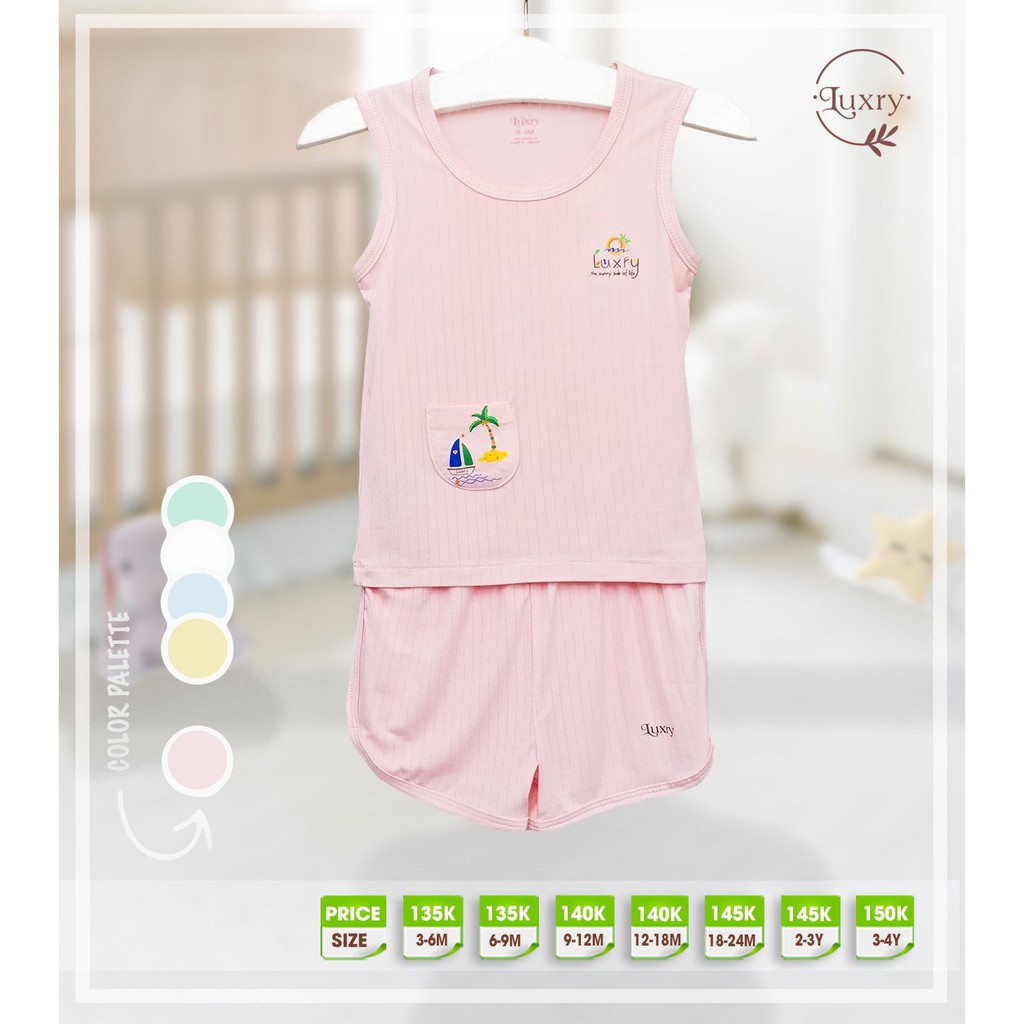 Bộ quần áo ba lỗ summer sợi tre cho bé Luxry (size từ 3 tháng đến 4 tuổi) - LR0017