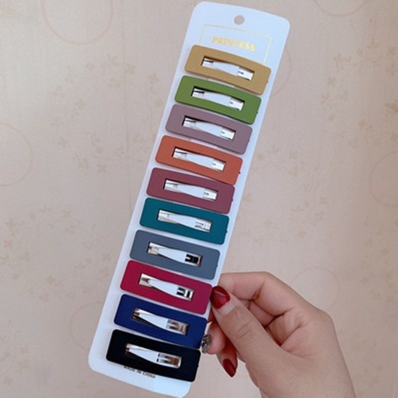 Set 10 kẹp tóc màu trơn thời trang Hàn Quốc cho nữ