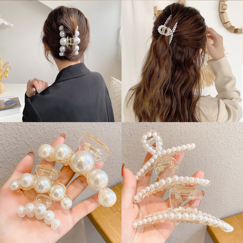 Kẹp bấu tóc đính hạt ngọc trai giả thời trang xinh xắn cho nữ