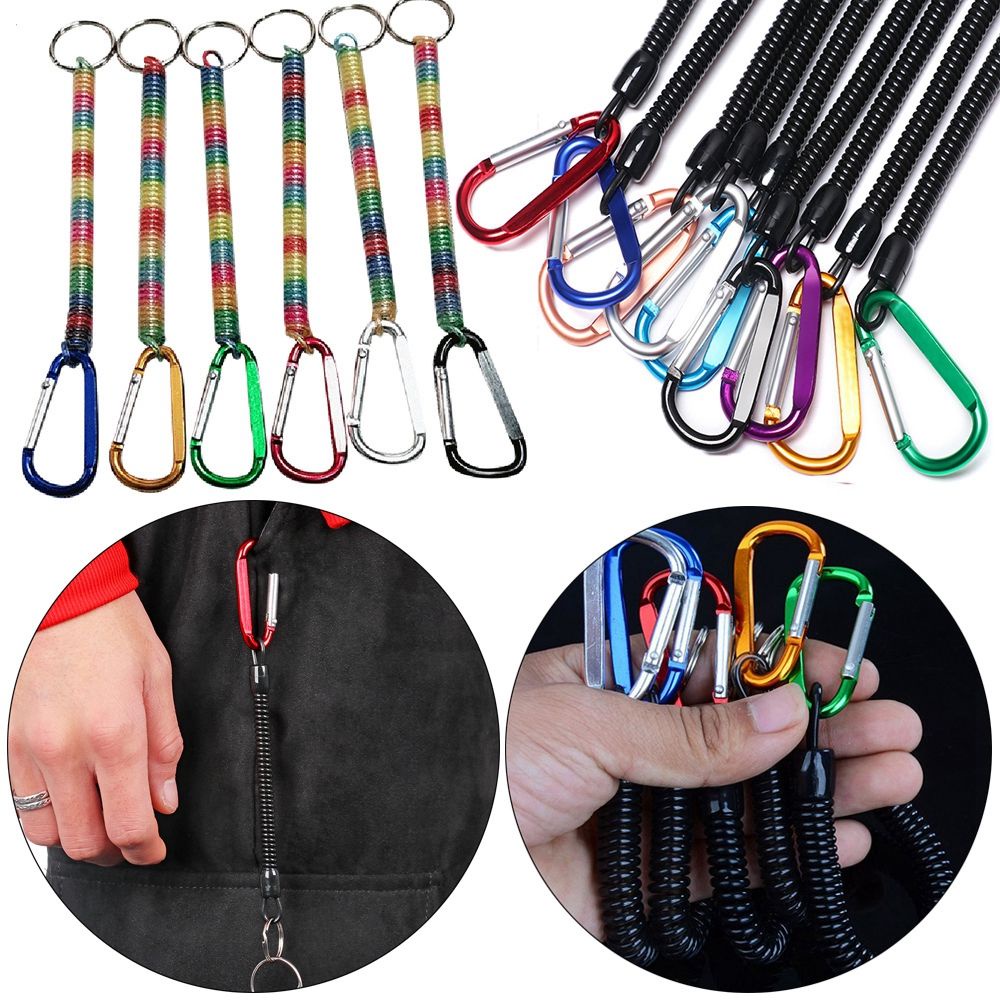 MYRONGOODS High quality Portable Fishing Lanyards Plastic Retractable Tether Outdoor Hiking Camping Secure Lock Tackle