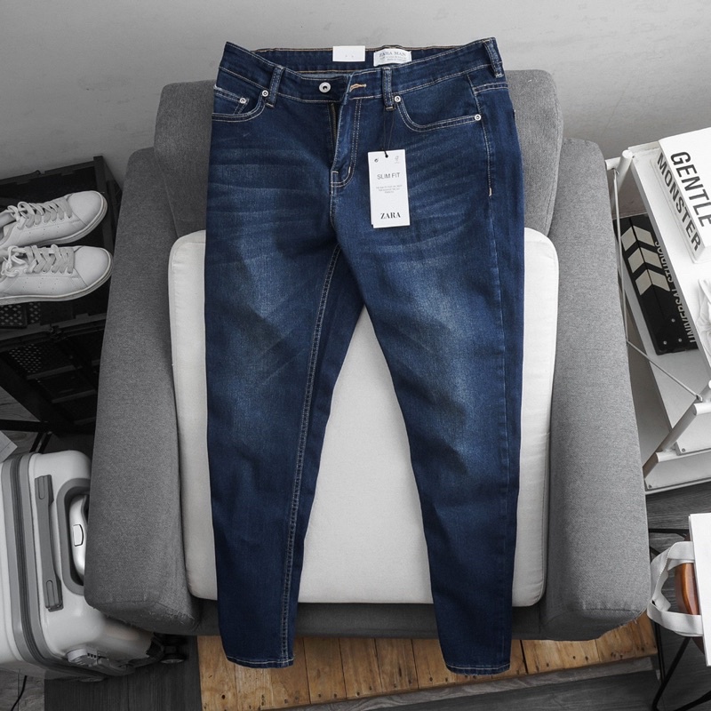 Quần jean dài nam denim cao cấp ống ôm slim fit xuất xịn co giãn