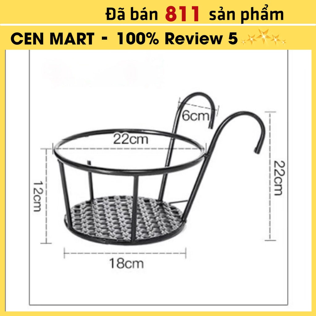 Chậu Sắt Treo Hoa ⚡️𝐅𝐑𝐄𝐄 𝐒𝐇𝐈𝐏⚡️ Giỏ Sắt Treo Ban Công , Lan Can Gọn - Nhẹ , Sơn Tĩnh Điện , Chống Han Gỉ - Bảo Vệ Hoa